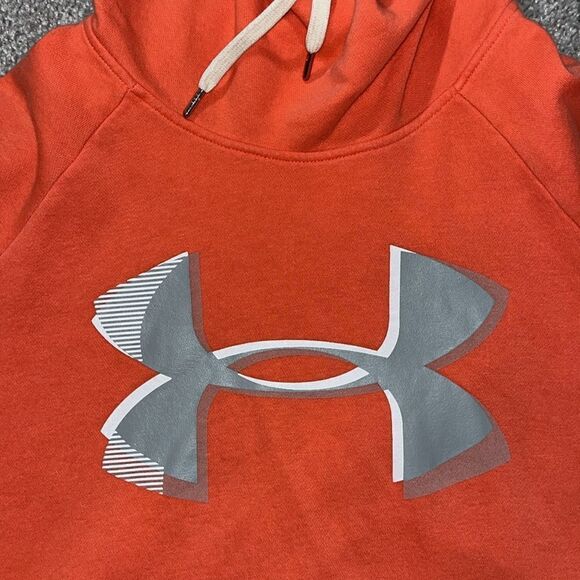 Peach high neck Under Armour hooded hoodie pullover yoya sweatshirt XL short - Picture 2 of 6